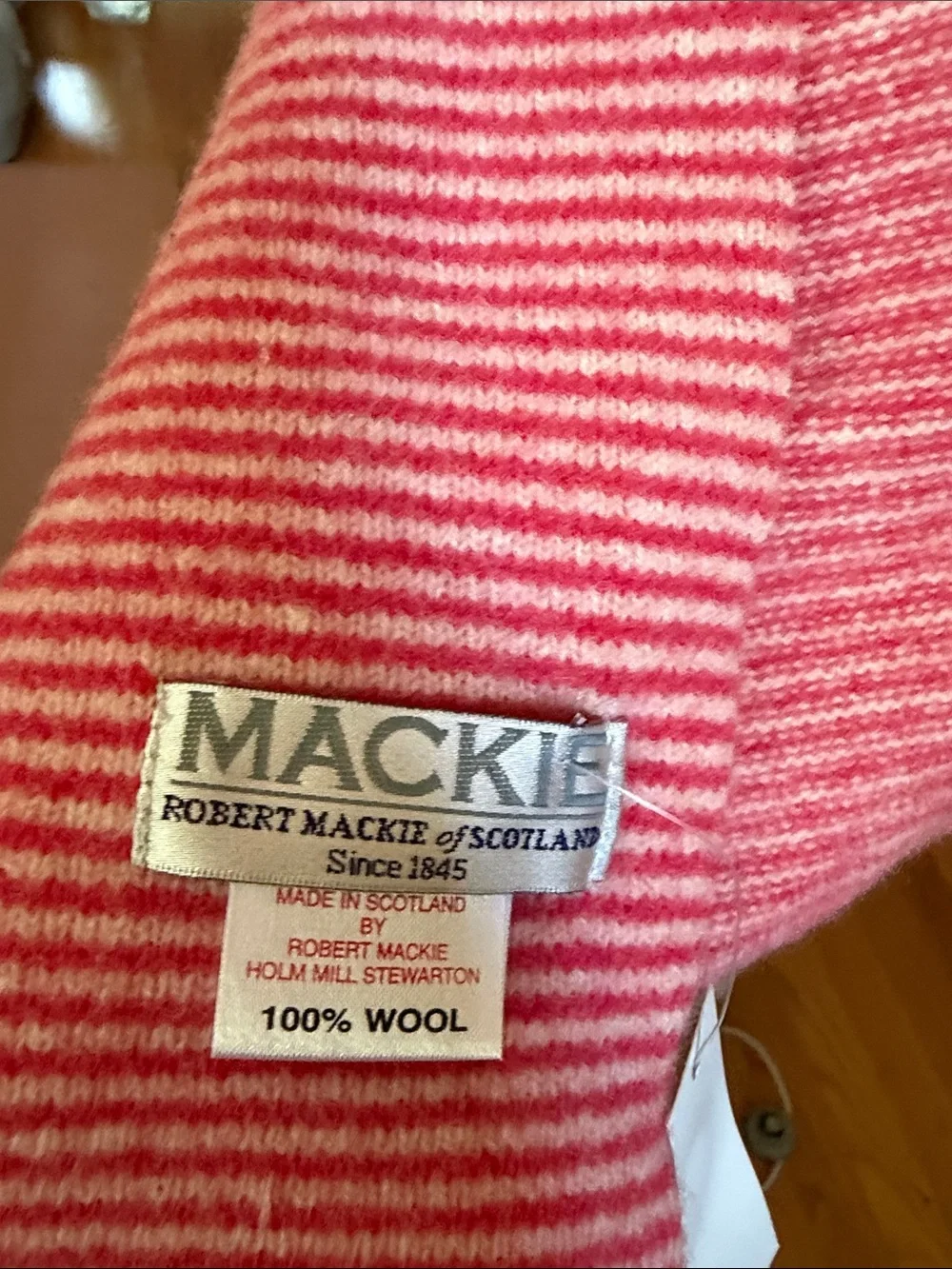 Makie Pink and Cream Striped Scarf